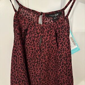 Papermoon Red and Black Leopard Print Halter Blouse NWT